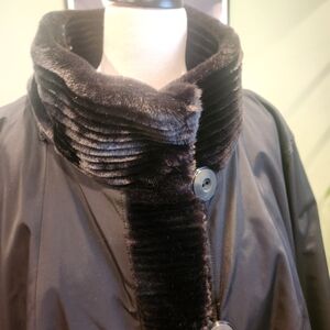 Gallery Woman Black Faux Fur Lined Coat